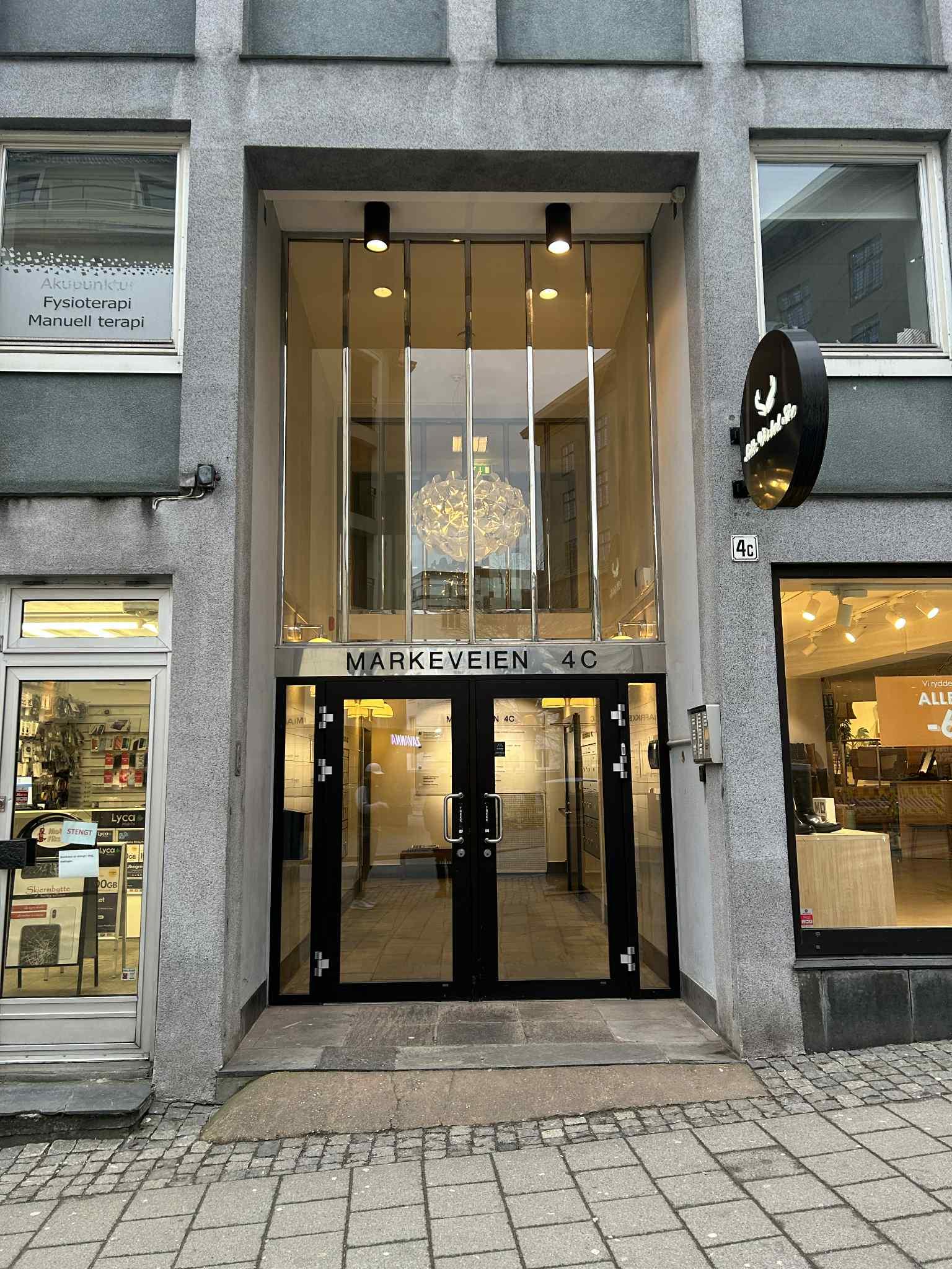 Inngang til Helse i Centrum i Bergen